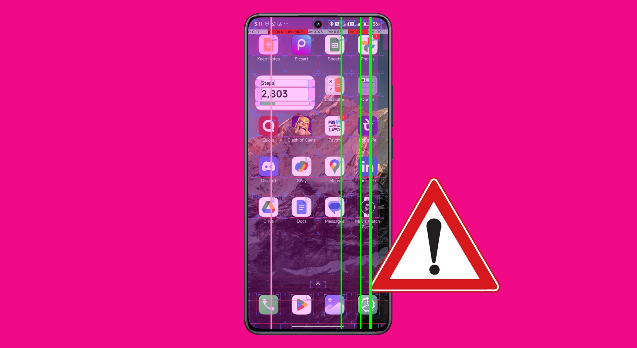 horizontal lines on phone screen android