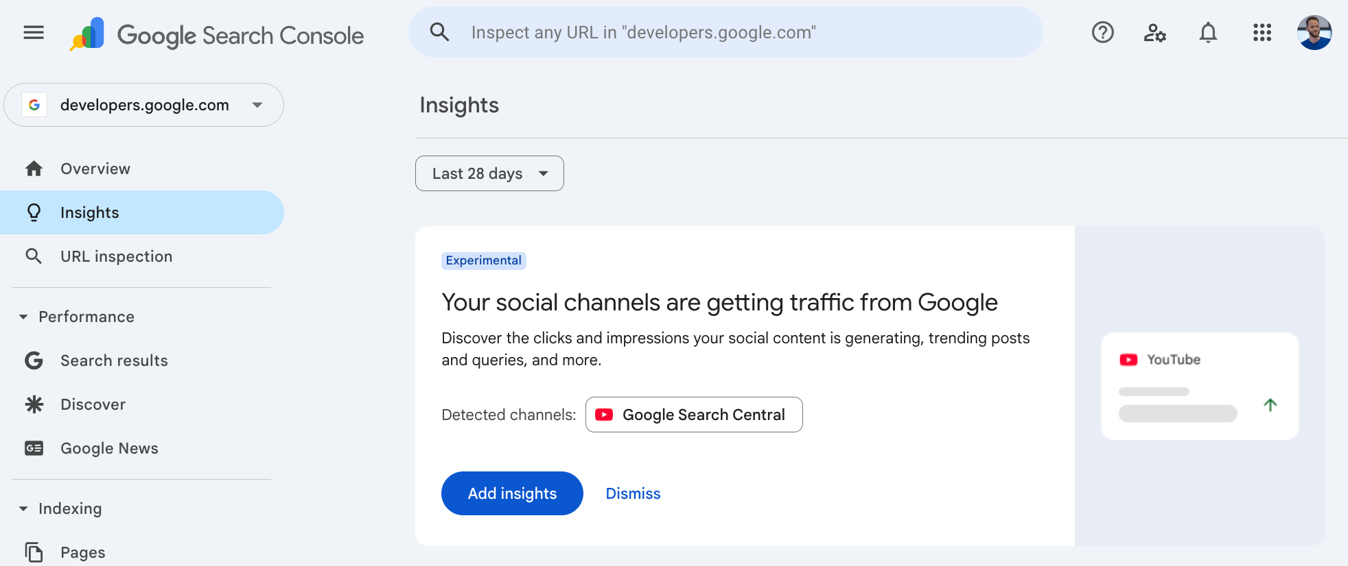 Social channels in Search Console